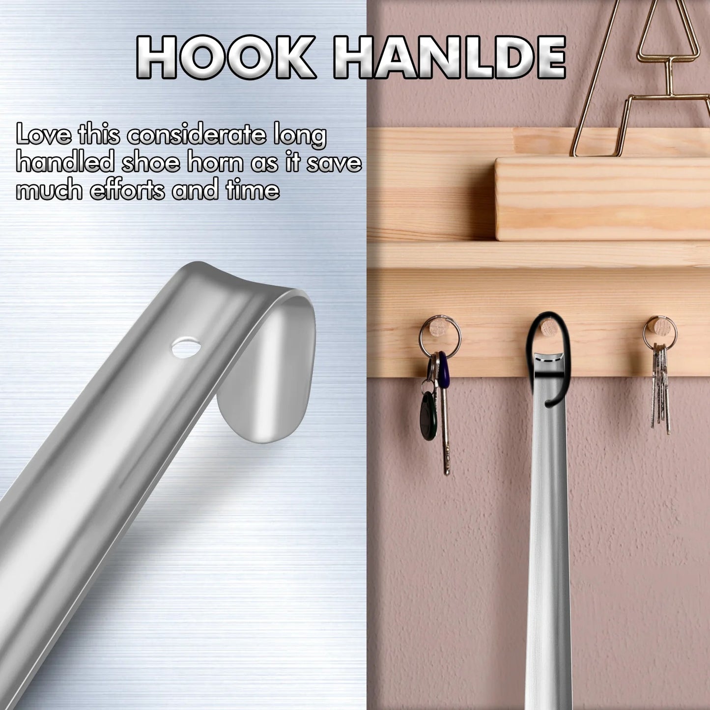 Extra Long Metal Shoe Horn – 16.5" Handle for Seniors & Easy Shoe Assistance