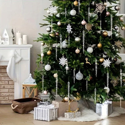 Crystal Clear Christmas Tree Icicle Ornaments, Shatterproof Holiday Decor, Elegant Winter Touch