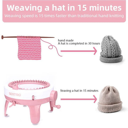 40-Needle Hand Knitting Machine | DIY Scarf, Hats & Socks Loom Kit