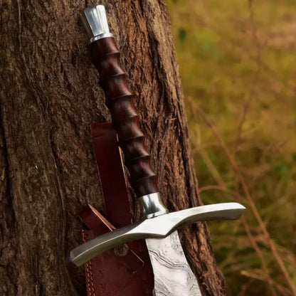 Hand Forged Damascus Steel Battle Ready Viking Sword & Scabbard/ Razor Sharp.