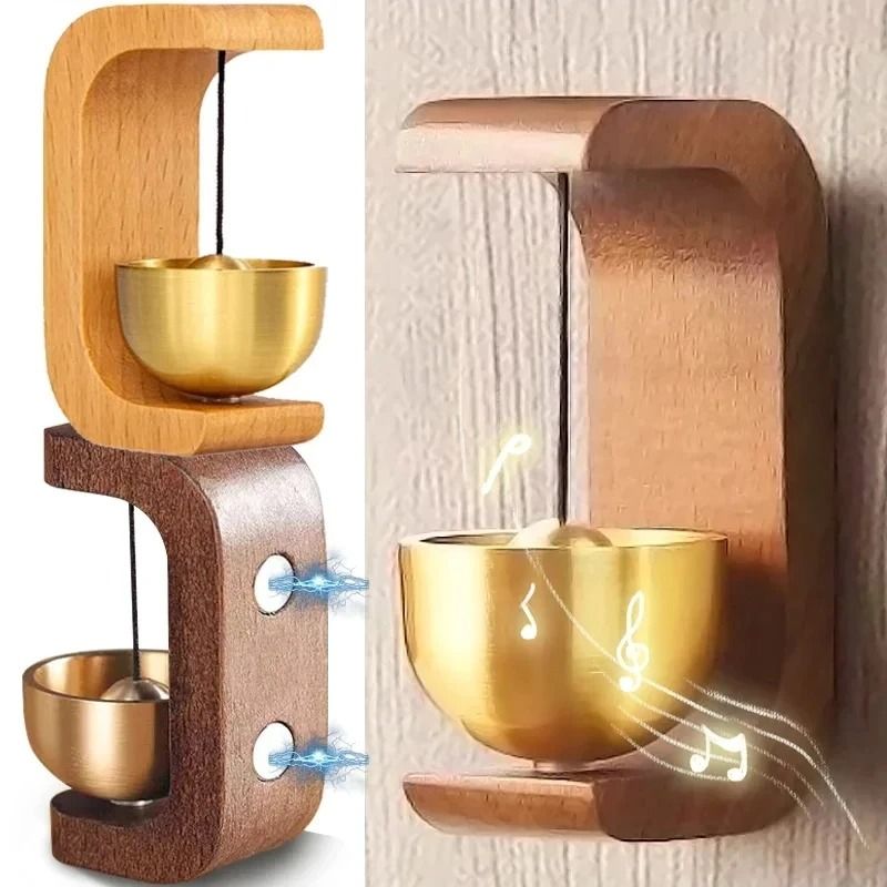 Minimalist Wireless Doorbell with Wooden Wind Chimes