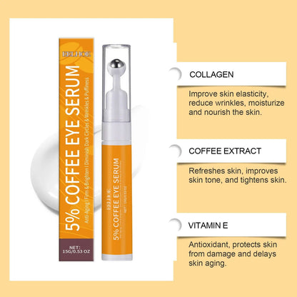 Premium Coffee Eye Serum – Moisturizing & Firming Under Eyes Skin Care with Collagen & Vitamin E