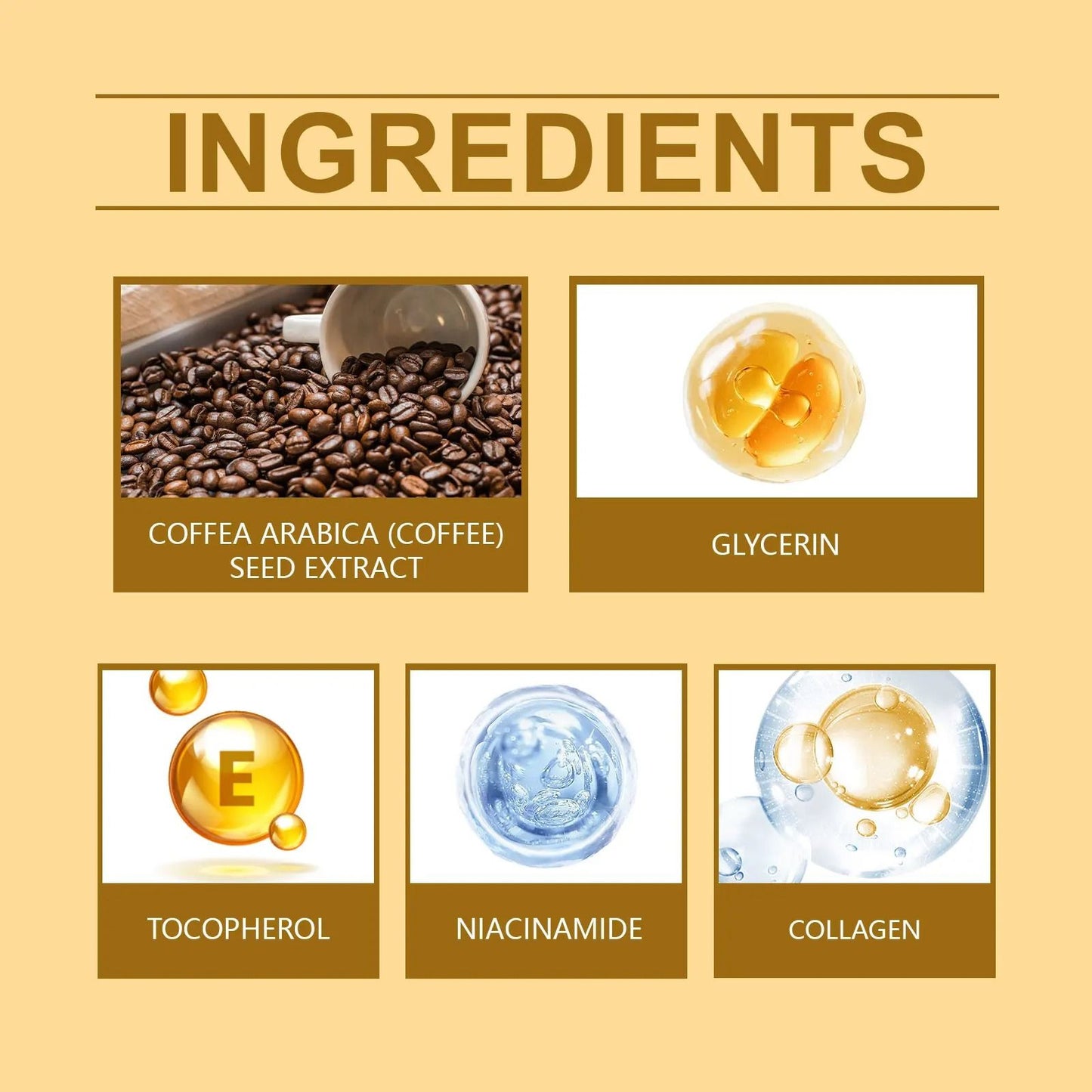 Premium Coffee Eye Serum – Moisturizing & Firming Under Eyes Skin Care with Collagen & Vitamin E
