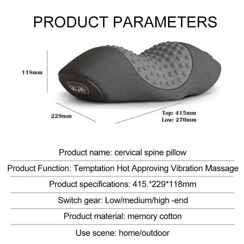 Electric Massager Cervical Pillow Hot Compress Vibration Massage Neck Traction Relax Sleeping Memory