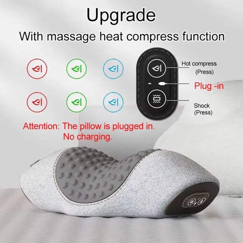 Electric Massager Cervical Pillow Hot Compress Vibration Massage Neck Traction Relax Sleeping Memory