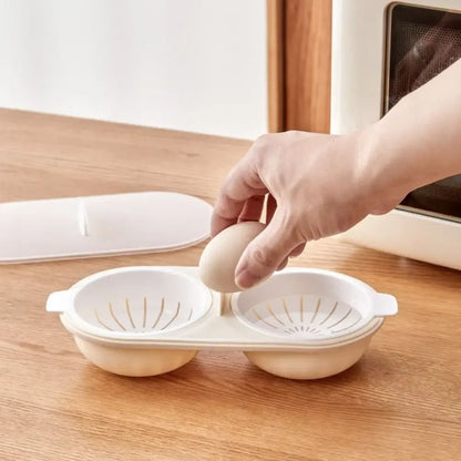 Microwave Eggs Poacher - Double-Cup Egg Boiler Kitchen Gadget | Hot Spring Egg Mold & Clear Water Lotus Egg Maker.