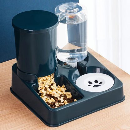 Automatic Cat Feeder and Water Dispenser Set – 2-in-1 Tilted Gravity Pet Food and Water Feeder