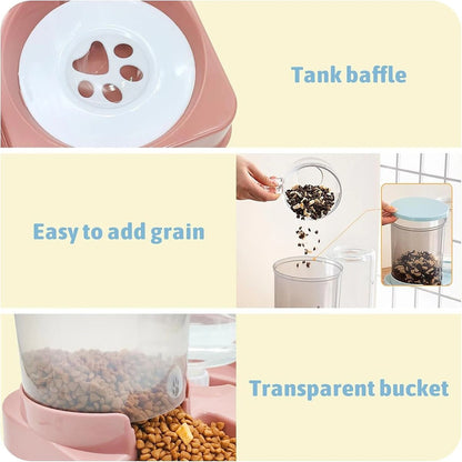 Automatic Cat Feeder and Water Dispenser Set – 2-in-1 Tilted Gravity Pet Food and Water Feeder