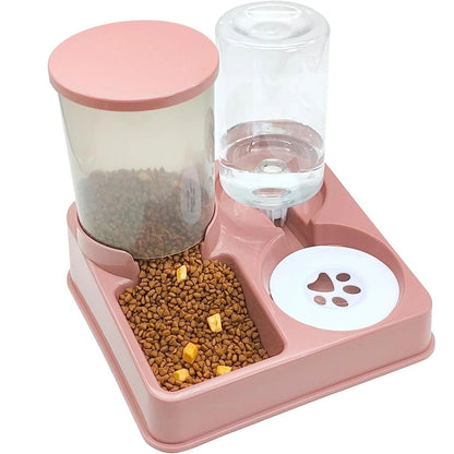 Automatic Cat Feeder and Water Dispenser Set – 2-in-1 Tilted Gravity Pet Food and Water Feeder