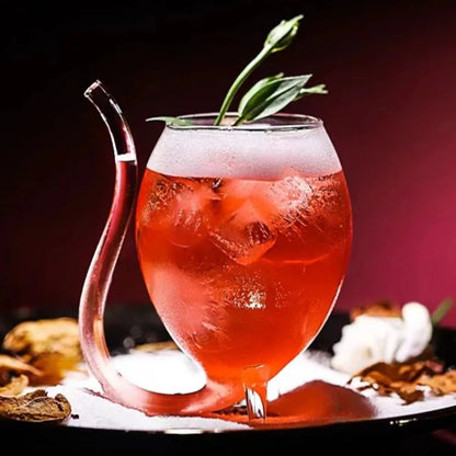 Wine Glass Cup Cocktail Glass Cup with Straw for Beverage Beer Wine Glasses Clear Drinkware Bar Tool