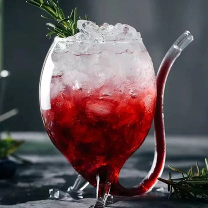 Wine Glass Cup Cocktail Glass Cup with Straw for Beverage Beer Wine Glasses Clear Drinkware Bar Tool