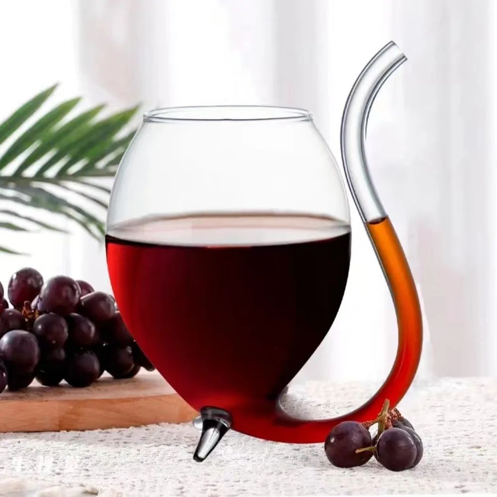 Wine Glass Cup Cocktail Glass Cup with Straw for Beverage Beer Wine Glasses Clear Drinkware Bar Tool
