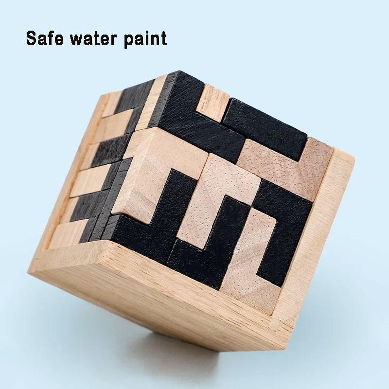 3D Cube Puzzle Luban Interlocking Wooden IQ Toy – Creative Educational Gift for Children