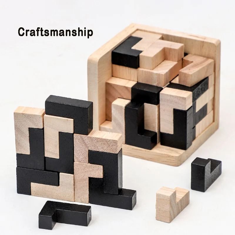 3D Cube Puzzle Luban Interlocking Wooden IQ Toy – Creative Educational Gift for Children