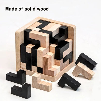 3D Cube Puzzle Luban Interlocking Wooden IQ Toy – Creative Educational Gift for Children