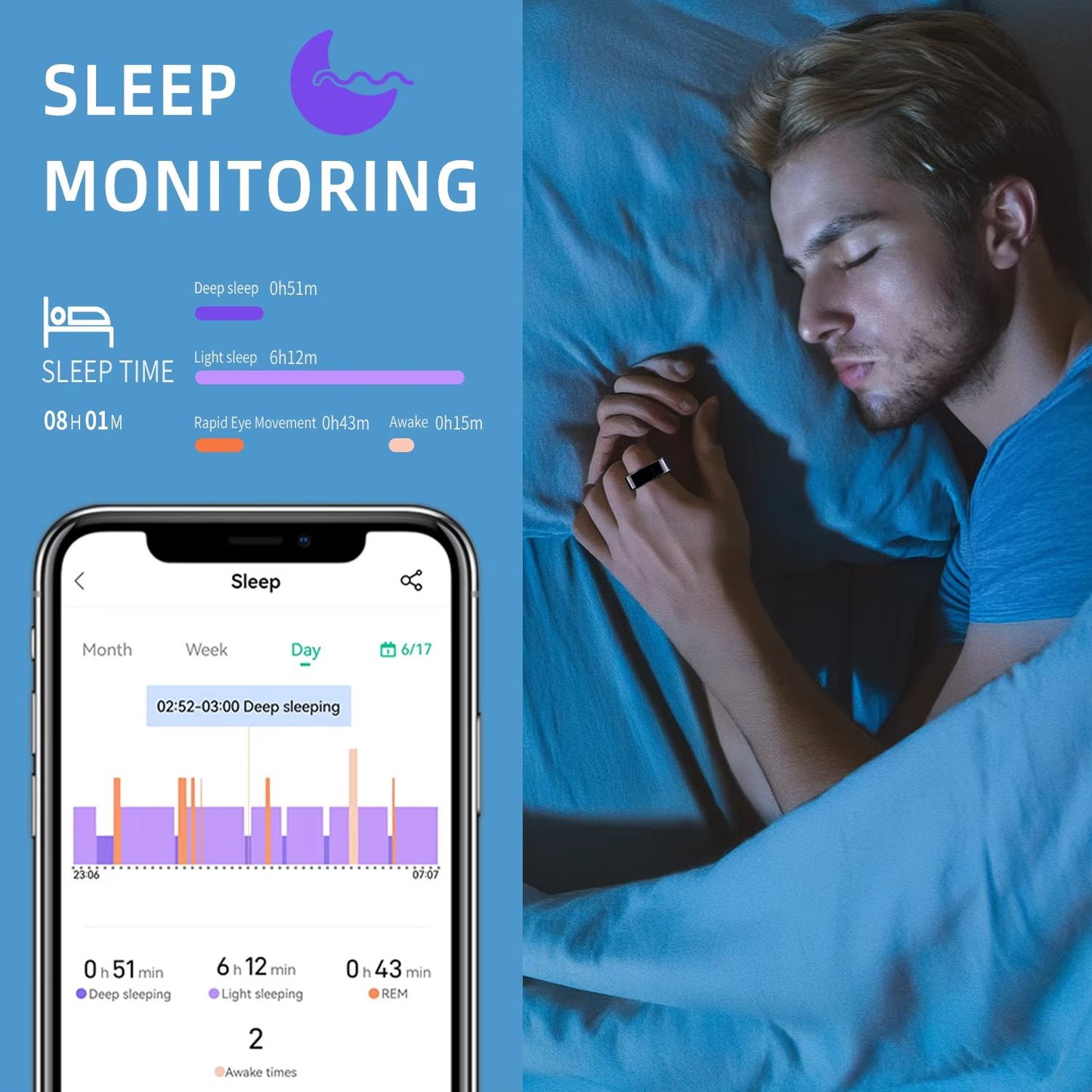 Smart Bluetooth Ring , Sleep, Heart Rate & Multisport Health Monitoring