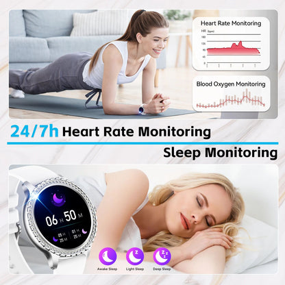 Women Smartwatch with Heart Rate & Sleep Monitor Fitness Tracker, Pedometer for Android & iPhone