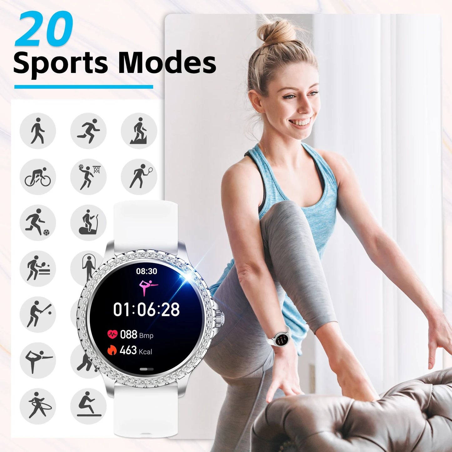 Women Smartwatch with Heart Rate & Sleep Monitor Fitness Tracker, Pedometer for Android & iPhone