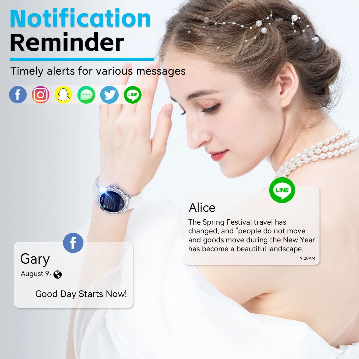 Women Smartwatch with Heart Rate & Sleep Monitor Fitness Tracker, Pedometer for Android & iPhone