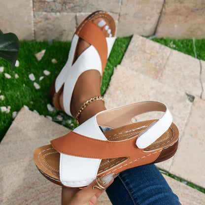 Comfortable Platform Wedge Sandals for Women Summer Peep Toe Roman Sandalias, Orthopedic Beach Shoes with Arch Suppor