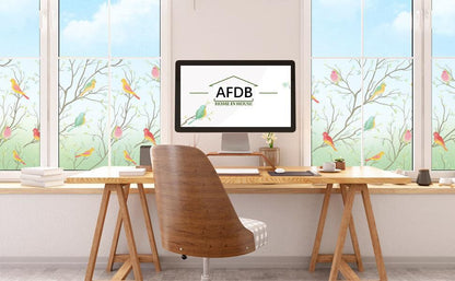 Opaque Privacy Window Film with Static Cling, Decorative Bird Decals & Frosted Glass Stickers for Home