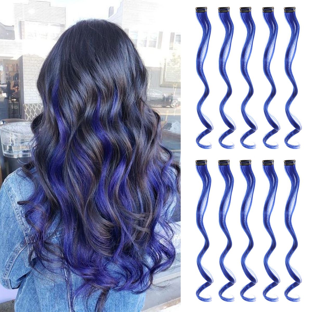 Colorful Curly Hair Extensions, Synthetic Long Hairpiece for Girls, Women & Kids (Perfect Party Wig)