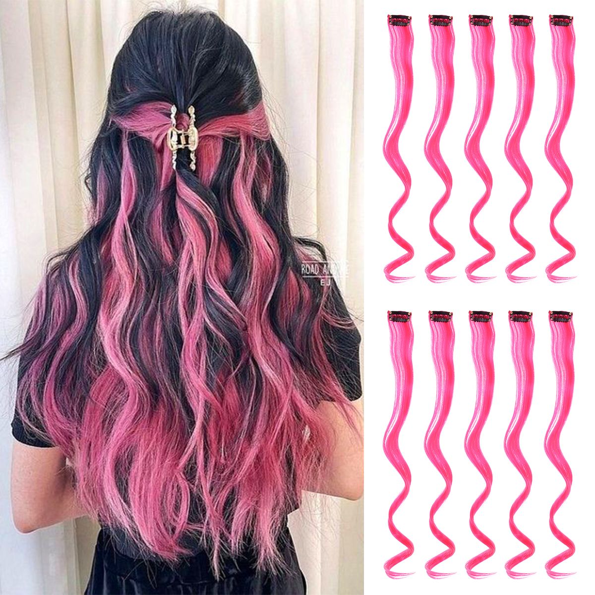 Colorful Curly Hair Extensions, Synthetic Long Hairpiece for Girls, Women & Kids (Perfect Party Wig)