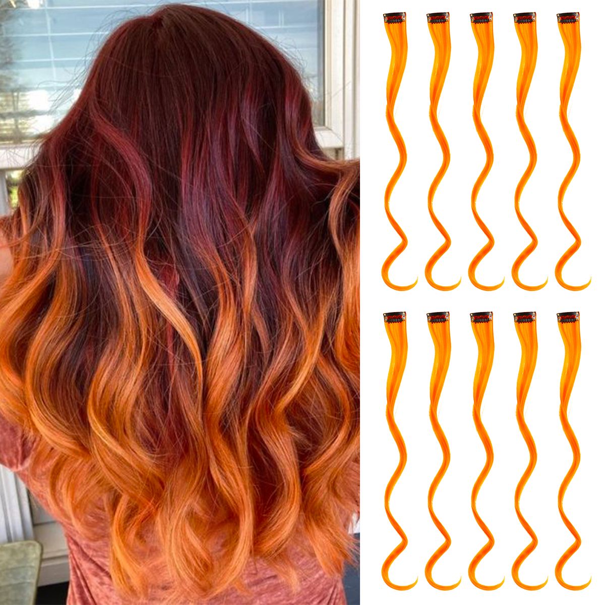 Colorful Curly Hair Extensions, Synthetic Long Hairpiece for Girls, Women & Kids (Perfect Party Wig)