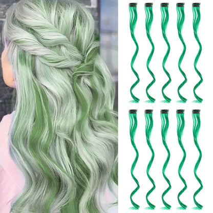 Colorful Curly Hair Extensions, Synthetic Long Hairpiece for Girls, Women & Kids (Perfect Party Wig)