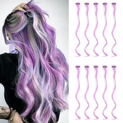 Colorful Curly Hair Extensions, Synthetic Long Hairpiece for Girls, Women & Kids (Perfect Party Wig)