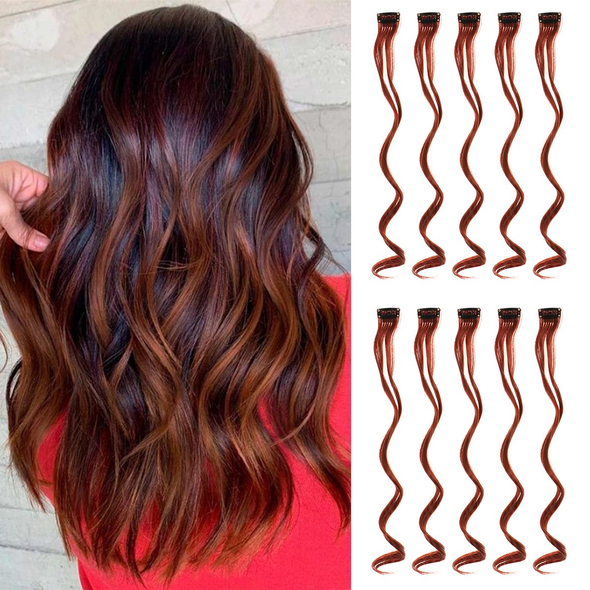 Colorful Curly Hair Extensions, Synthetic Long Hairpiece for Girls, Women & Kids (Perfect Party Wig)