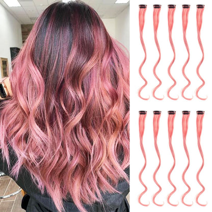 Colorful Curly Hair Extensions, Synthetic Long Hairpiece for Girls, Women & Kids (Perfect Party Wig)