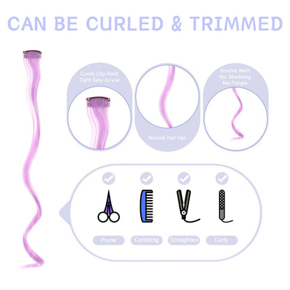 Colorful Curly Hair Extensions, Synthetic Long Hairpiece for Girls, Women & Kids (Perfect Party Wig)