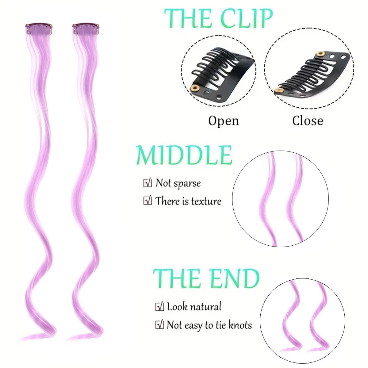 Colorful Curly Hair Extensions, Synthetic Long Hairpiece for Girls, Women & Kids (Perfect Party Wig)