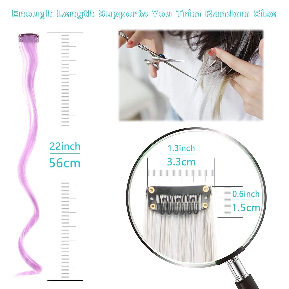 Colorful Curly Hair Extensions, Synthetic Long Hairpiece for Girls, Women & Kids (Perfect Party Wig)