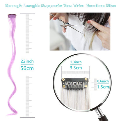 Colorful Curly Hair Extensions, Synthetic Long Hairpiece for Girls, Women & Kids (Perfect Party Wig)