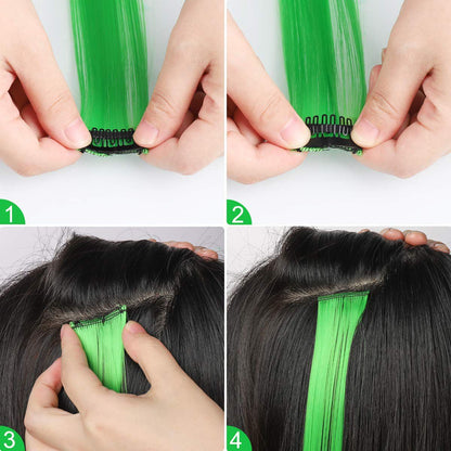 Colorful Curly Hair Extensions, Synthetic Long Hairpiece for Girls, Women & Kids (Perfect Party Wig)