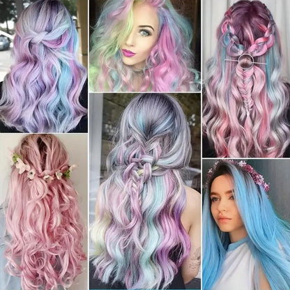 Colorful Curly Hair Extensions, Synthetic Long Hairpiece for Girls, Women & Kids (Perfect Party Wig)