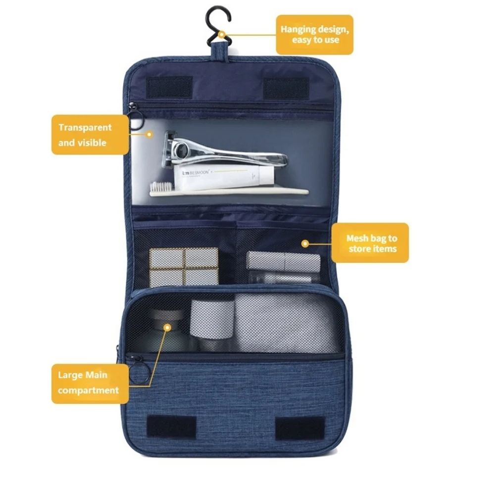 Waterproof Travel Toiletry Bag, Hanging Hook Design, Large Cosmetic Storage for Women & Men, Perfect for On the Go Use