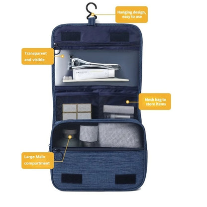 Waterproof Travel Toiletry Bag, Hanging Hook Design, Large Cosmetic Storage for Women & Men, Perfect for On the Go Use