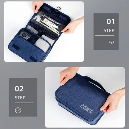 Waterproof Travel Toiletry Bag, Hanging Hook Design, Large Cosmetic Storage for Women & Men, Perfect for On the Go Use