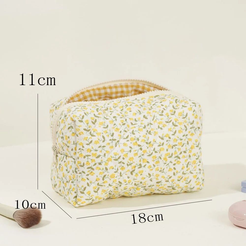 Floral Puffy Quilted Makeup Bag Large Travel Cosmetic Pouch with Storage Organizer, Perfect for Makeup Accessories