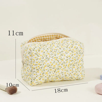 Floral Puffy Quilted Makeup Bag Large Travel Cosmetic Pouch with Storage Organizer, Perfect for Makeup Accessories