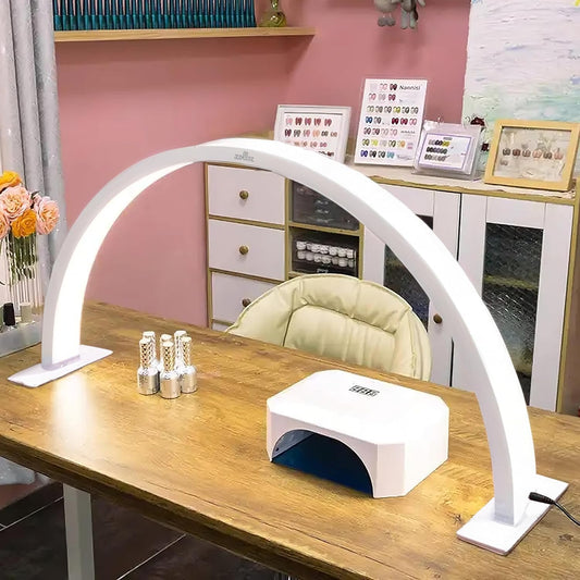 Half-Moon Nail Tech Desk Lamp, Perfect LED Nail Table Lamp for Manicure, Lash Tech, Tattoo & Nail Desk Light