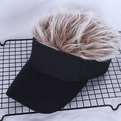 Adjustable Sun Visor for Men & Women, Stylish Baseball Cap with Spiked Fake Hair for Casual Sun Protection