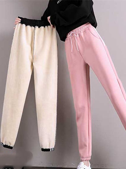 Women Winter Warm Leggings Fleece Lined Thick Trousers for Cold Weather, Plus Size, Solid Color Casual Pants