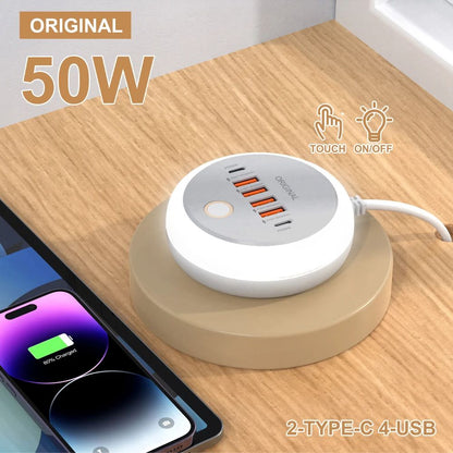 Multi Port USB C Wall Charger with Type C Fast Charging & Adapter for iPhone Quick Mobile Phone Charger