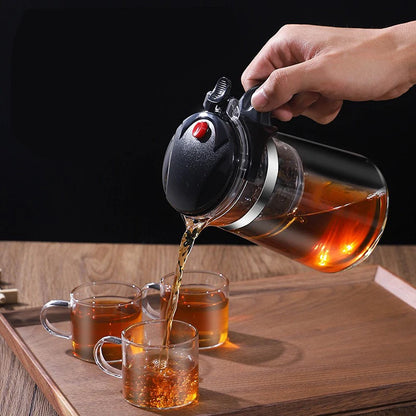 Heat Resistant Glass Teapot with One-Click Filtering, Premium Tea Maker Coffee Pot Home Teaware Set