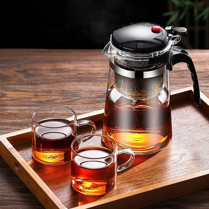 Heat Resistant Glass Teapot with One-Click Filtering, Premium Tea Maker Coffee Pot Home Teaware Set