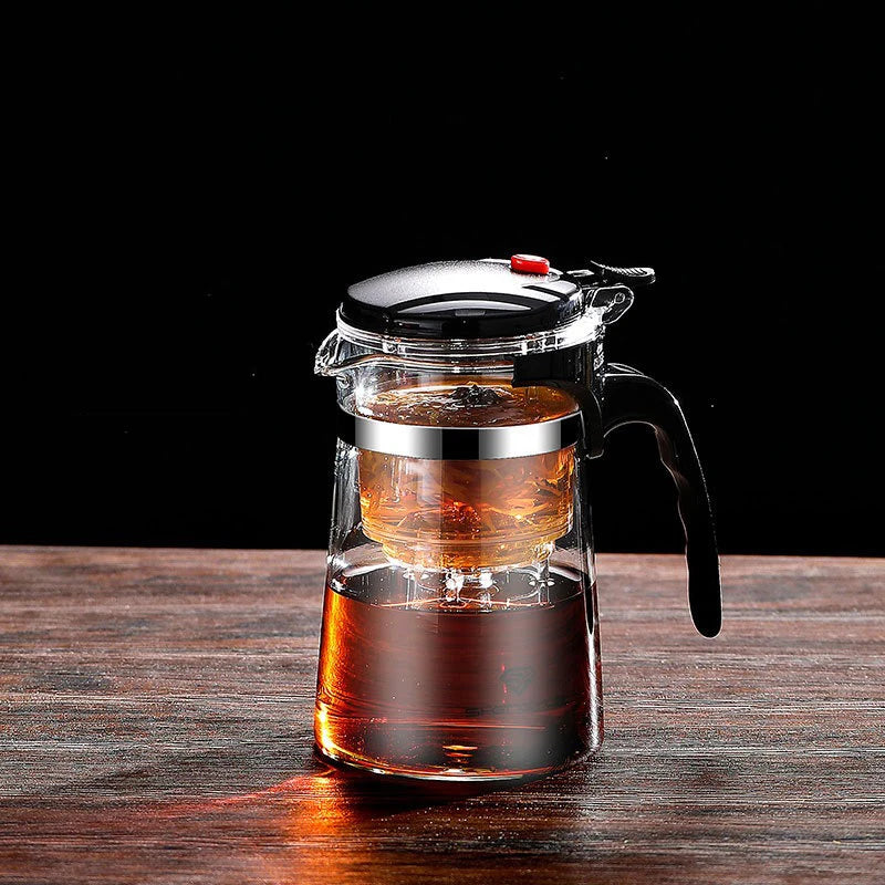 Heat Resistant Glass Teapot with One-Click Filtering, Premium Tea Maker Coffee Pot Home Teaware Set